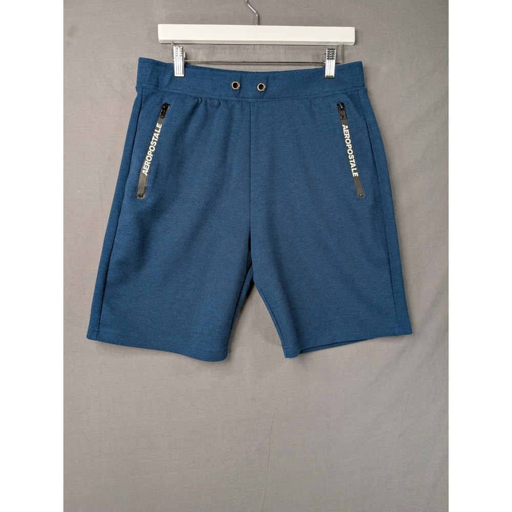 Aeropostale Mens Blue Athletic Fleece Shorts‎ Zipper Pockets Size Medium